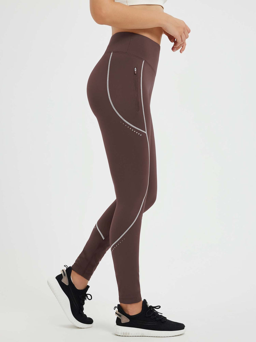 Cycling Waterproof Seamless Fleece Leggings - Dark Brown / 2XL