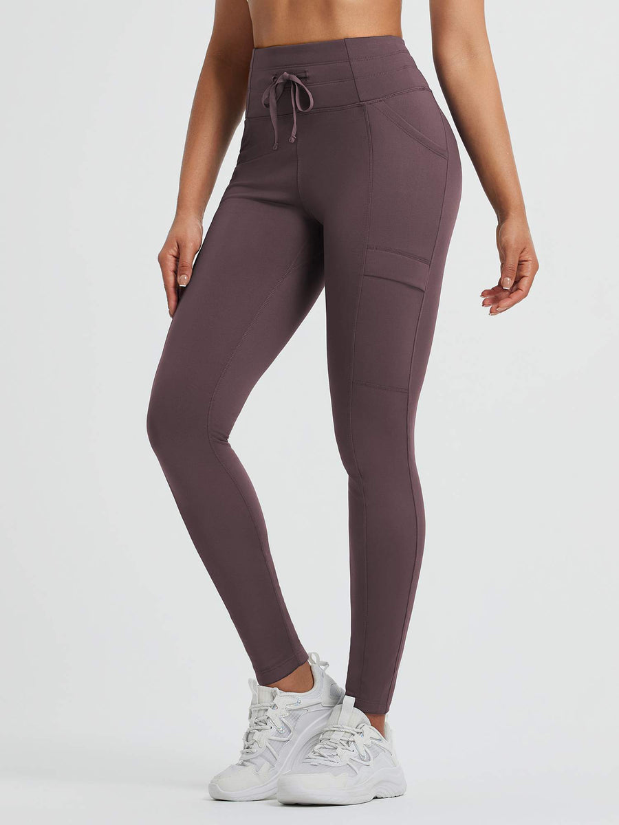 Mallas deportivas de felpa de cintura alta - Marrón oscuro / Talla L