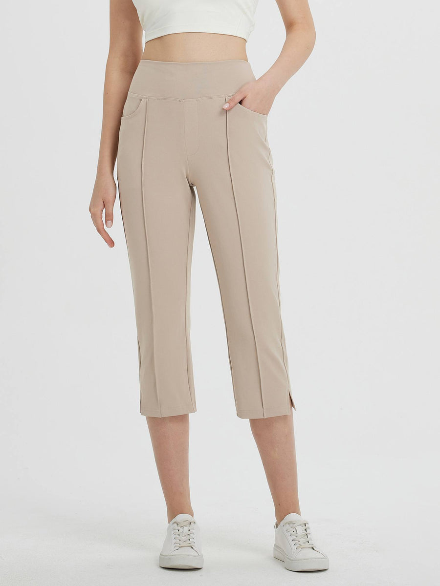 Women's High-Waisted Capris - Khaki / XS