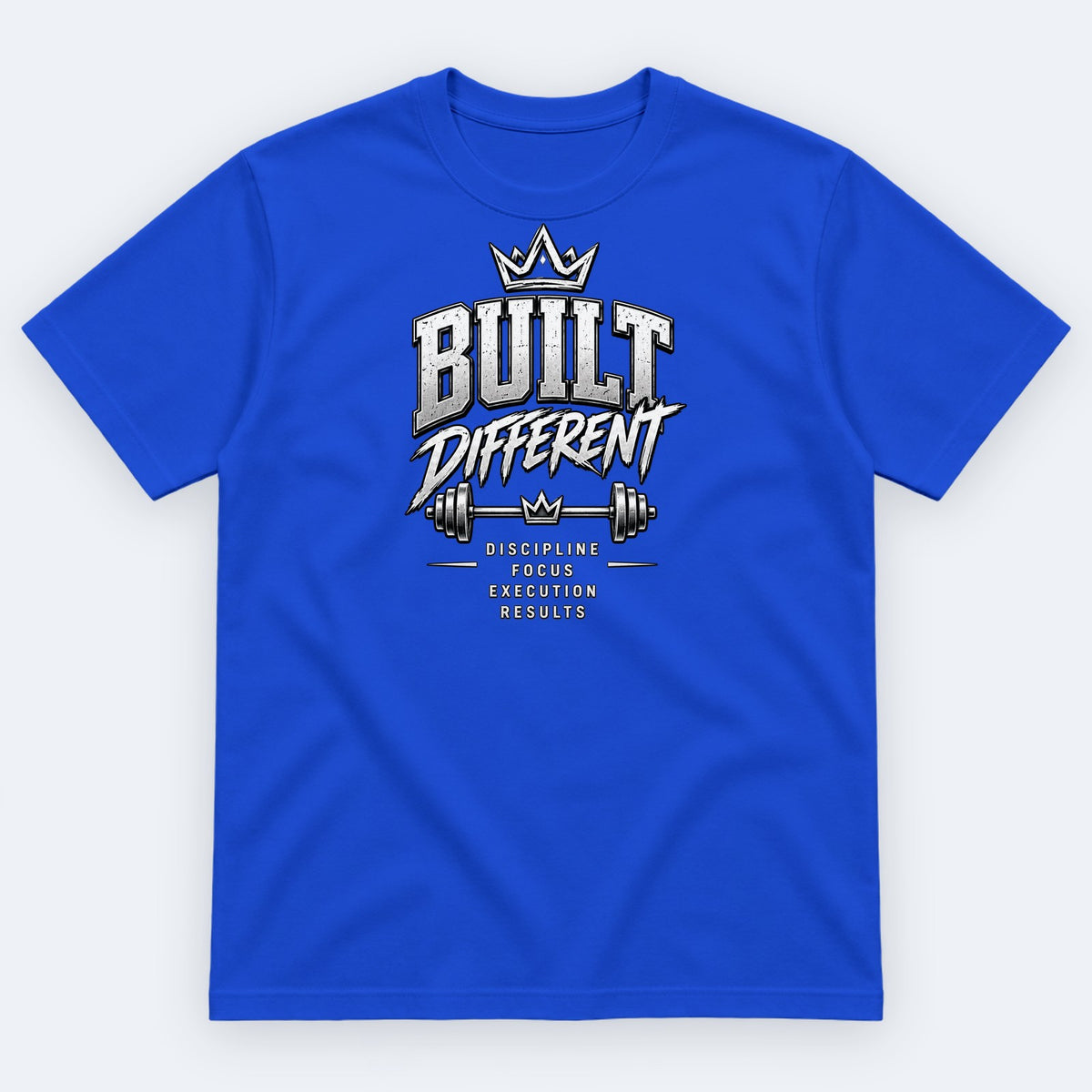 Built Different Tee — Discipline · Focus · Execution — Royal Blue
