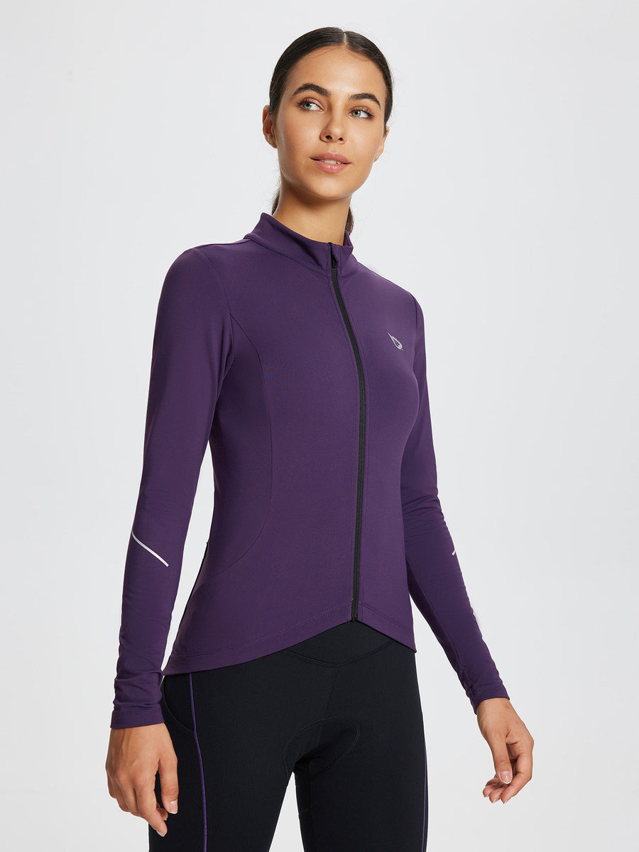 Full-Zip Fleece Cycling Jersey - Dark Purple / L
