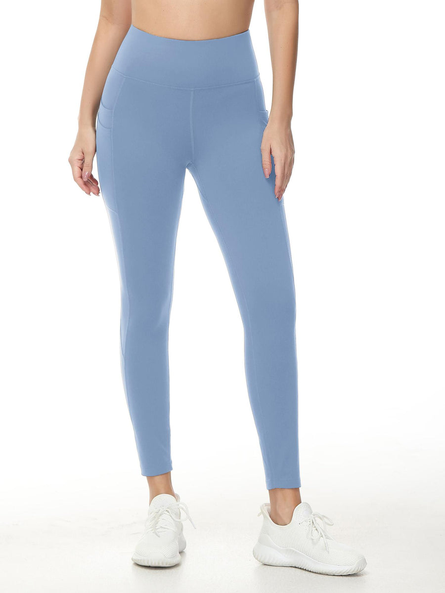 Fleece-Lined Water-Resistant Running Leggings - Light Blue / 3XL