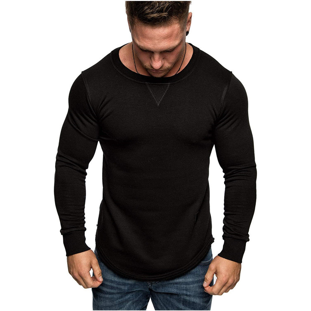 Men's Solid Color Sweater With Round Neck