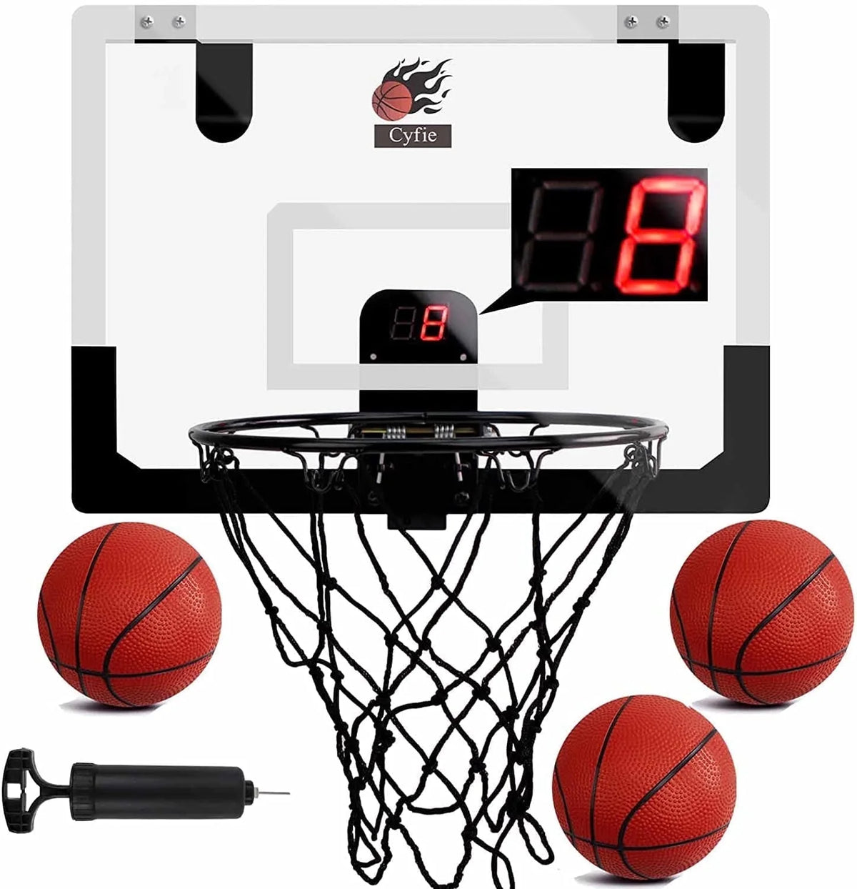 All-Weather Indoor Basketball Hoop, 17"X12" Polycarbonate Hanging Mini Hoop Set