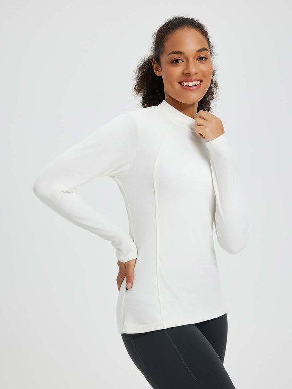 Running Half-Turtleneck Fleece Long-Sleeve T-Shirt - Lucent White / XS