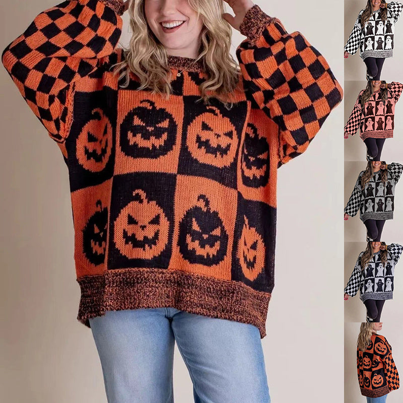 Halloween Cartoon Pumpkin Ghost Sweater