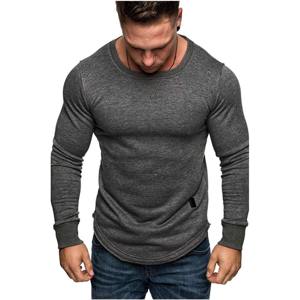 Men's Solid Color Sweater With Round Neck