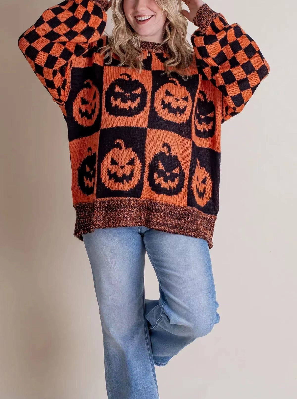 Halloween Cartoon Pumpkin Ghost Sweater