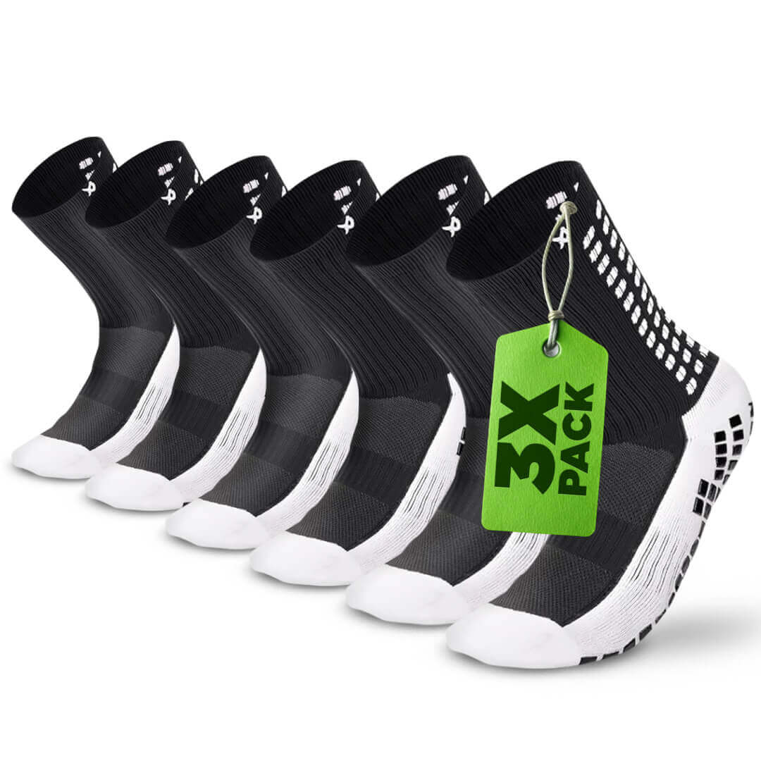 LUX Black Grip Socks - 3 Pairs - Multipack - Small