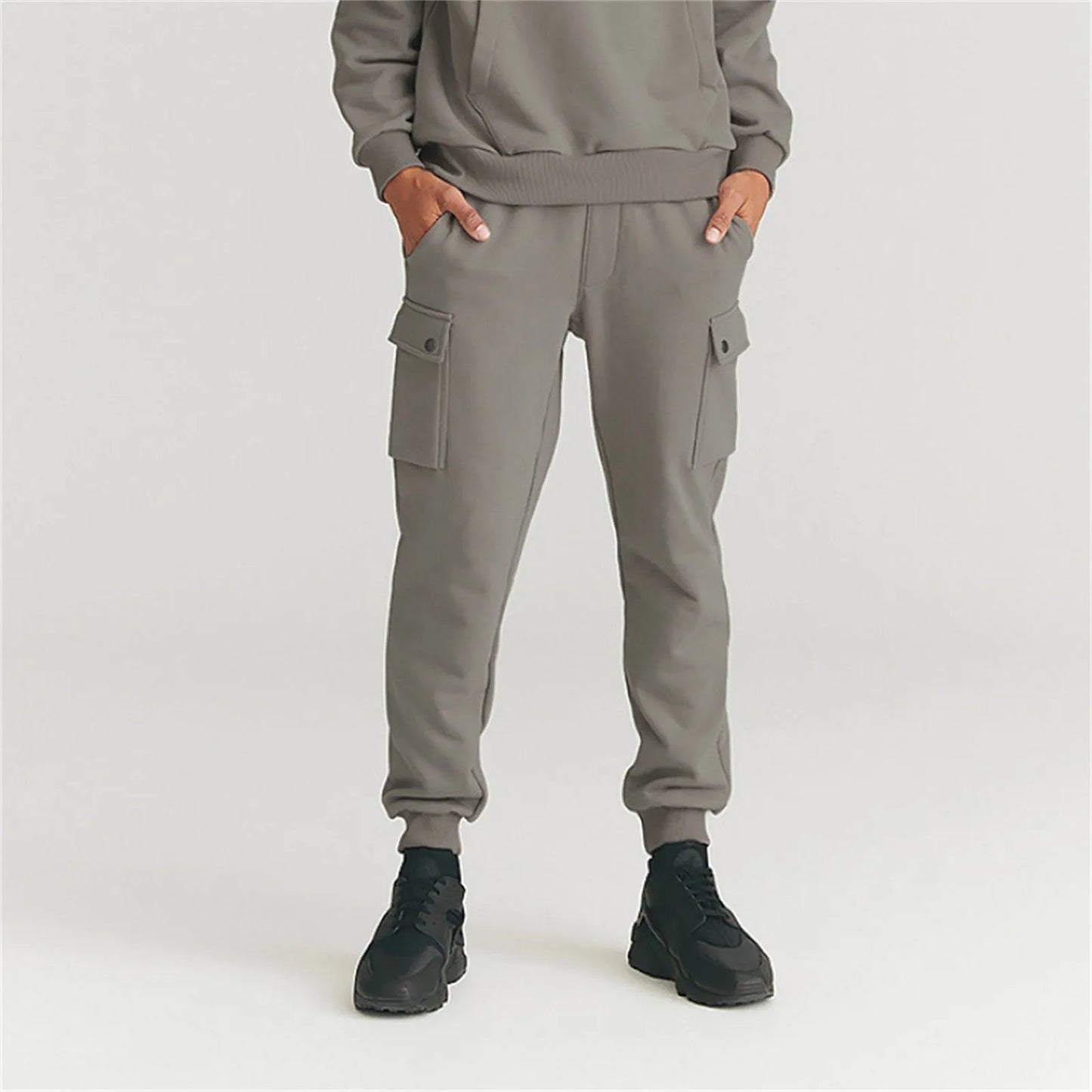 Men's Solid Color Athleisure Pocket Wide Leg And Drawstring Pants Tech Mens Pants