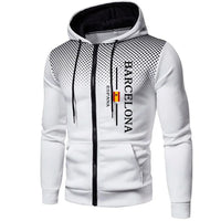 Arrival Men's Zipper Hoodies Barcelona Print Hooded Sweatshirt Fall Winter Daily Casual Sport Motorcycle Riding Coats