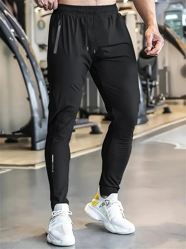 Men's High Elastic Zipper Pocket Trousers Lightweight Drawstring Sports Pants Gift Mens Sweatpants Fishing Vintage Football M