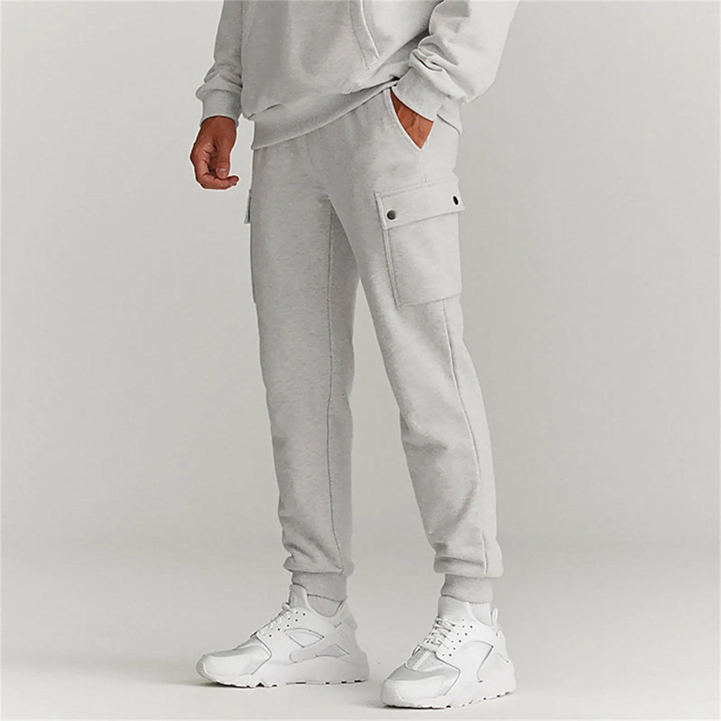 Men's Solid Color Athleisure Pocket Wide Leg And Drawstring Pants Tech Mens Pants