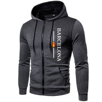 Arrival Men's Zipper Hoodies Barcelona Print Hooded Sweatshirt Fall Winter Daily Casual Sport Motorcycle Riding Coats