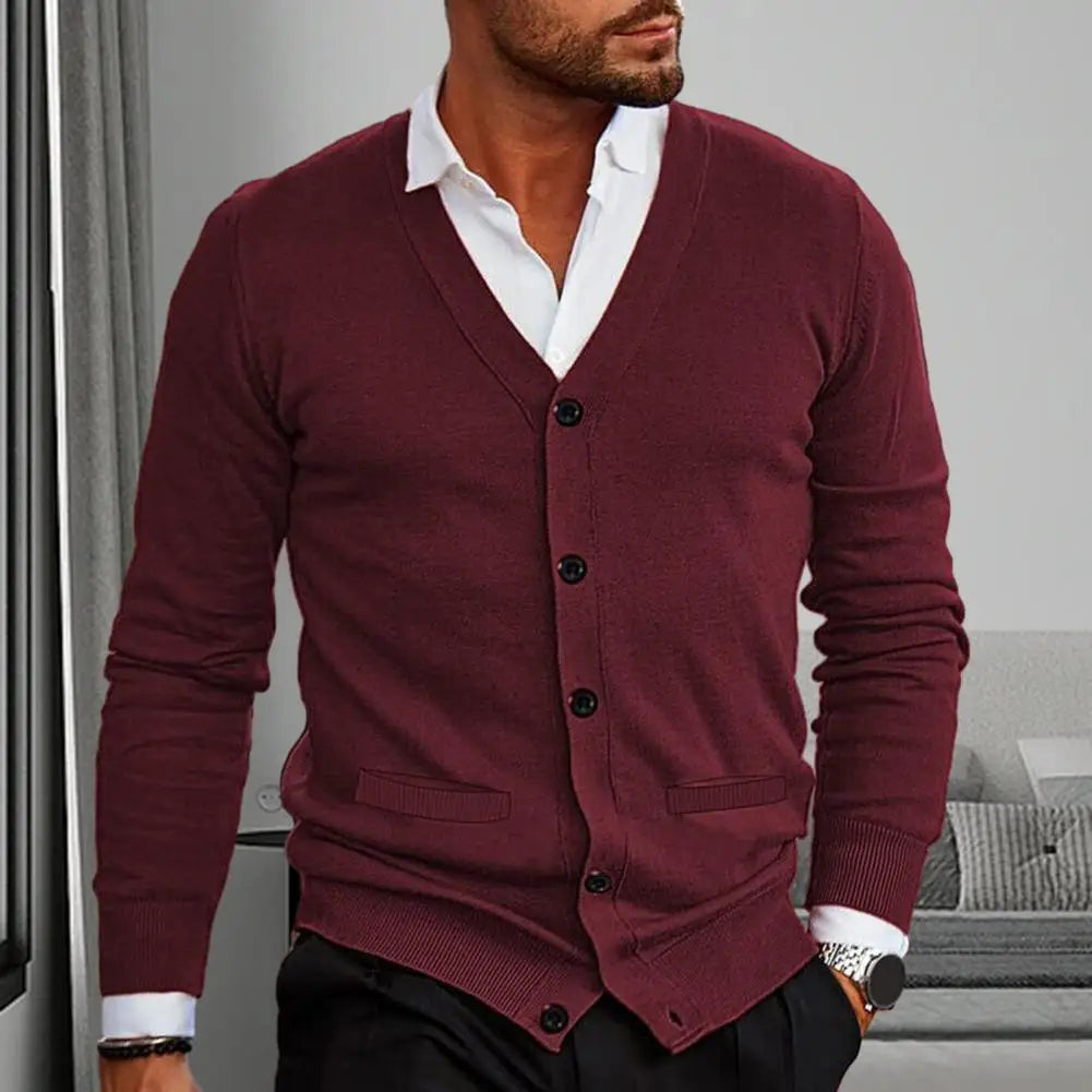 Men Casual V-Neck Cardigan Sweaters