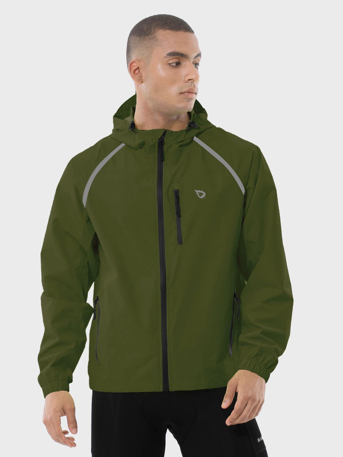 Men's UPF 50+ Waterproof Cycling Rain Jacket - Army Green / 2XL