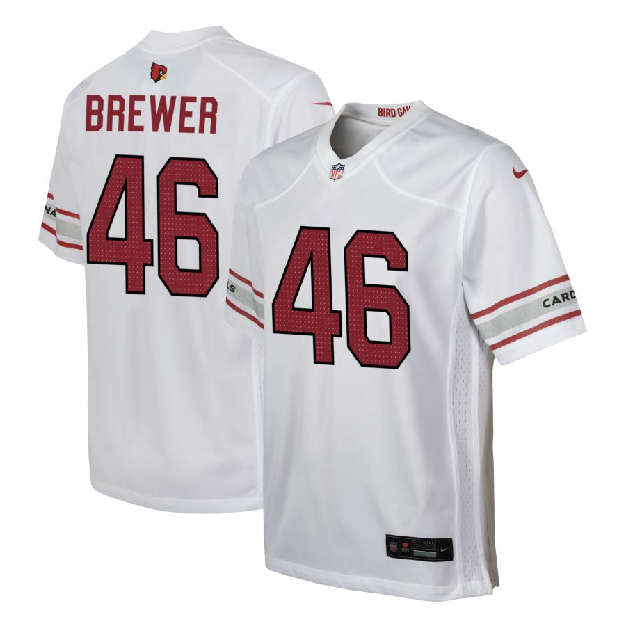 Aaron Brewer Youth Nike  White Arizona Cardinals Custom Game Jersey