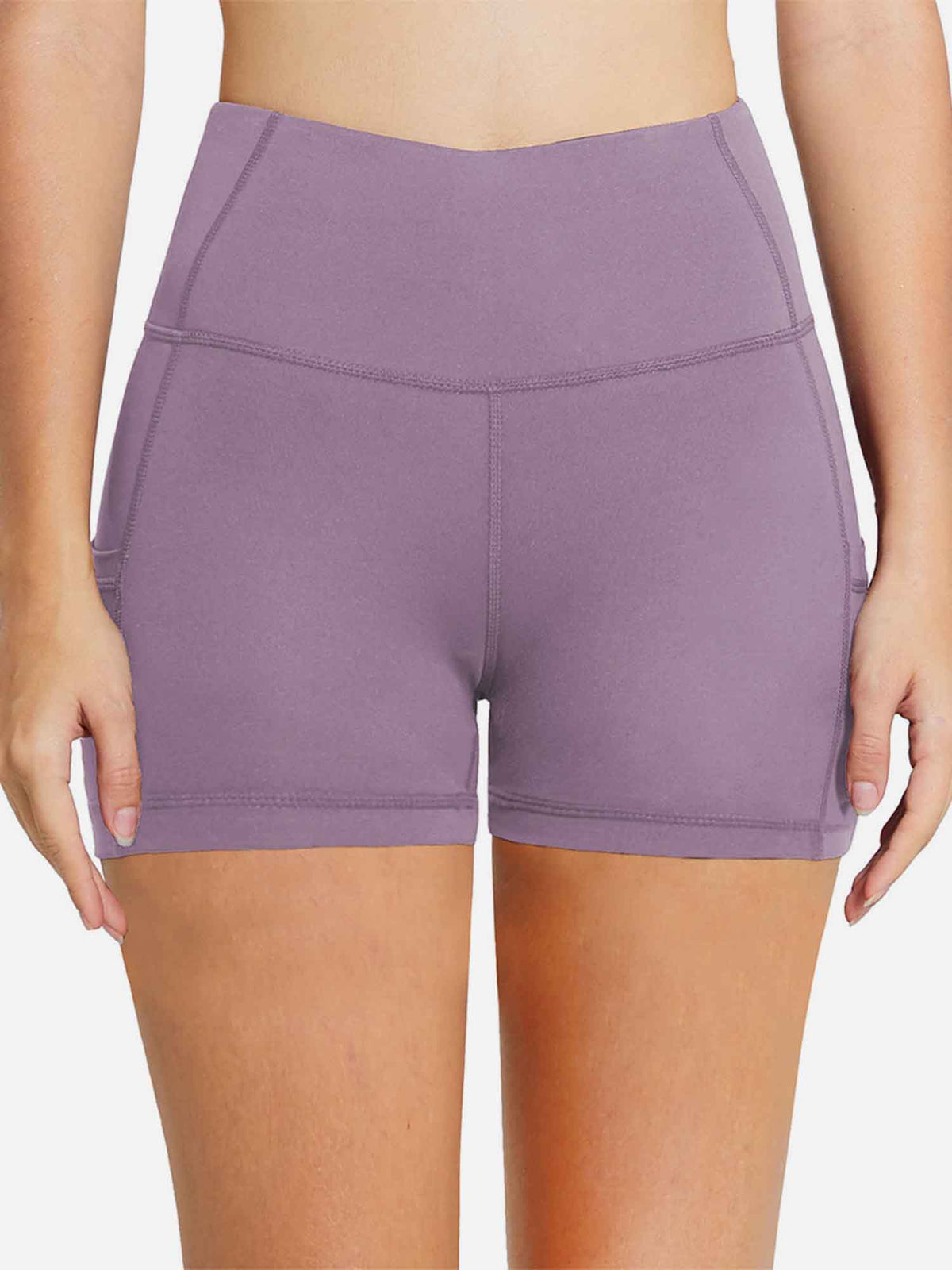 Women's 5" High-Waisted Compression Biker Shorts - Purple / XL