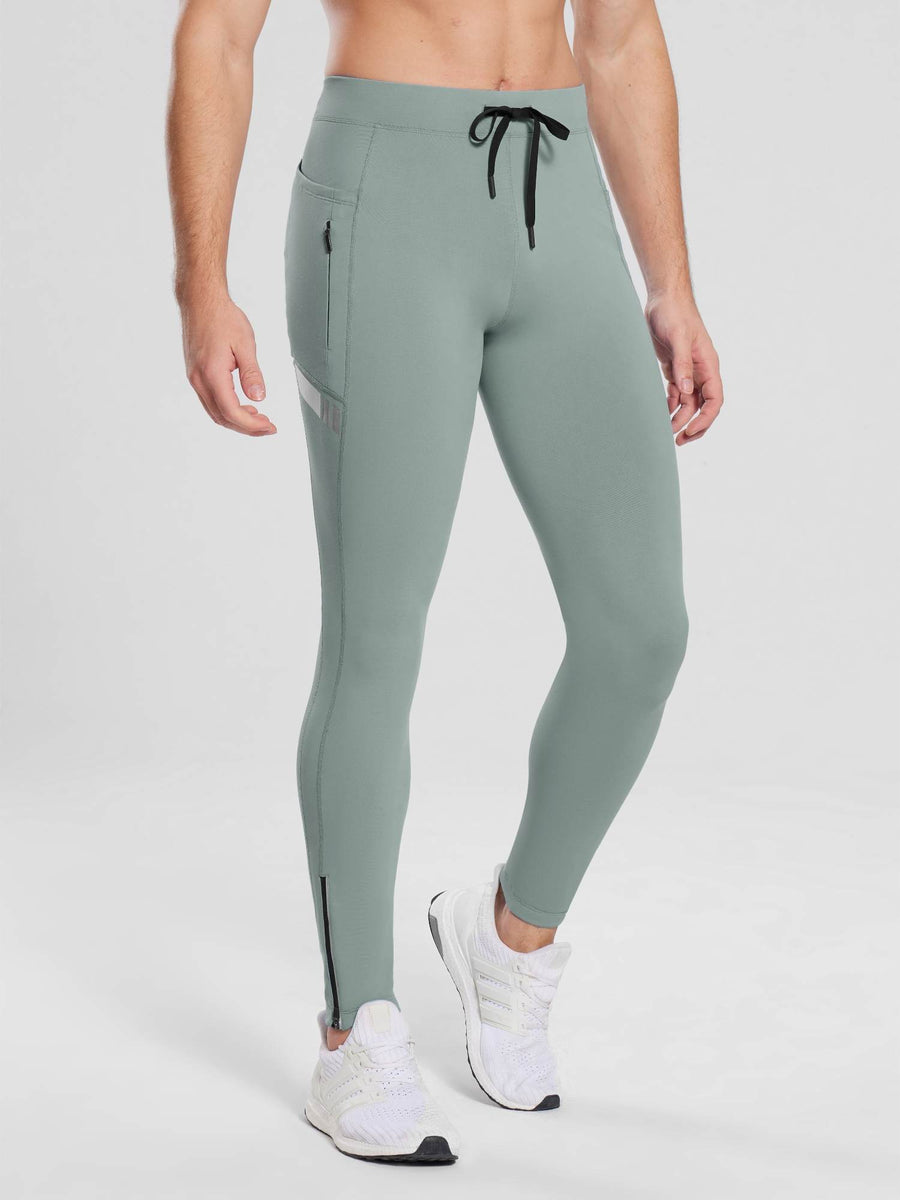 Men's 30" Fleece-Lined Cycling Tights - Gray / XL