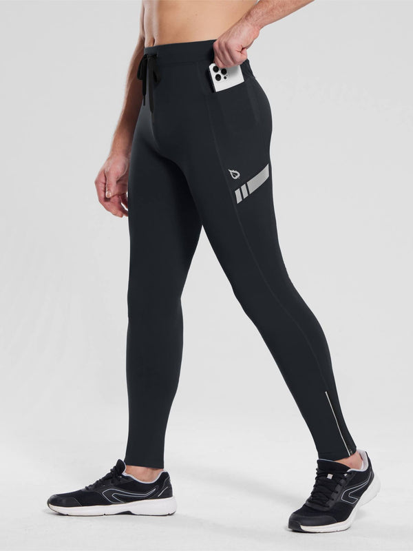 Men's 30" Fleece-Lined Cycling Tights - Black / 2XL