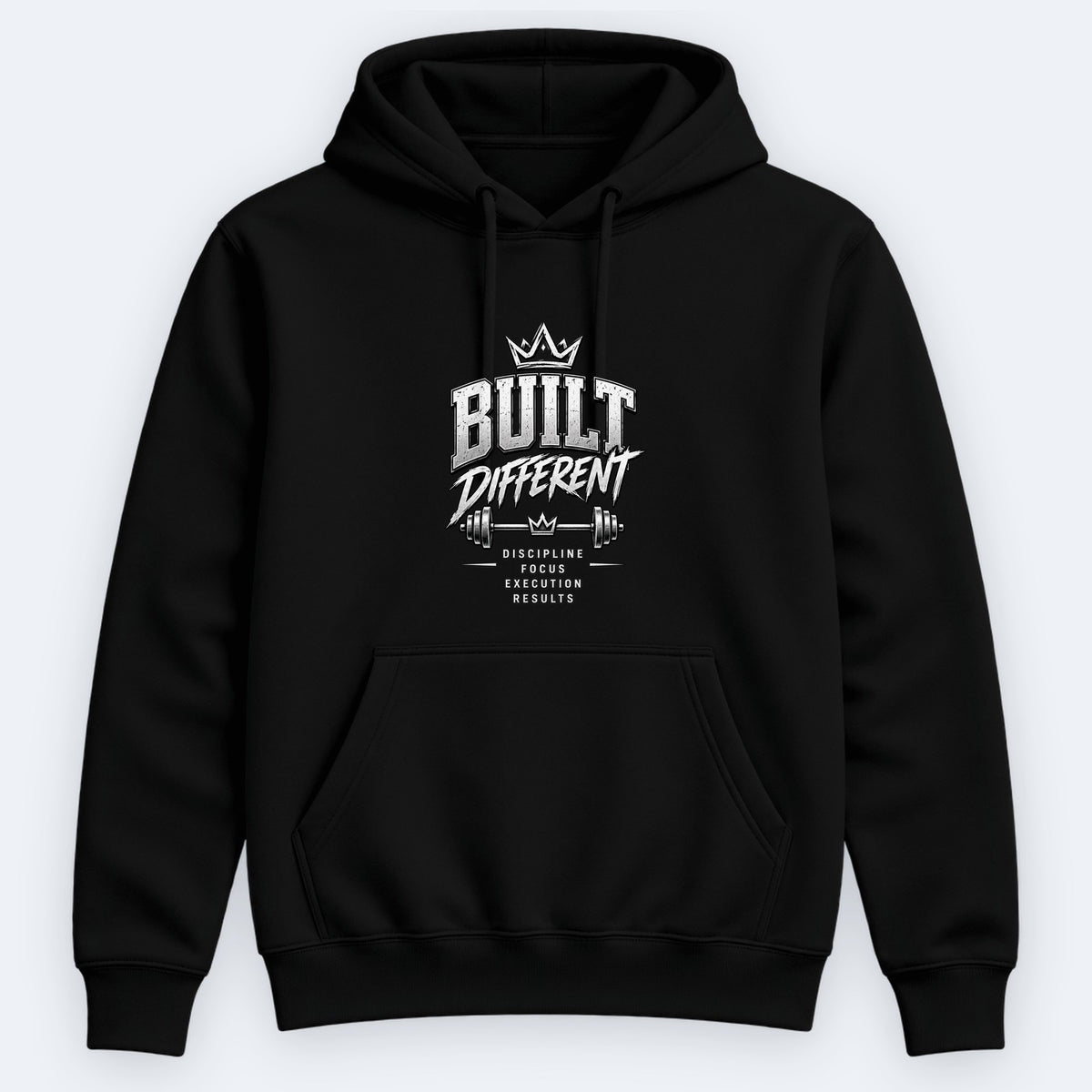 Built Different Hoodie — Discipline · Focus · Execution — Black