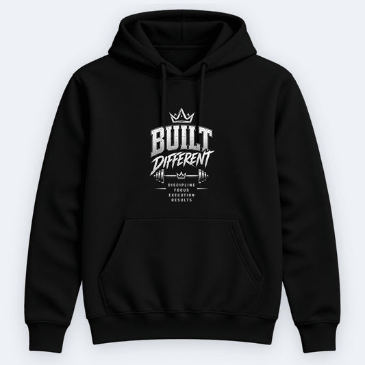 Built Different Hoodie — Discipline · Focus · Execution — Black