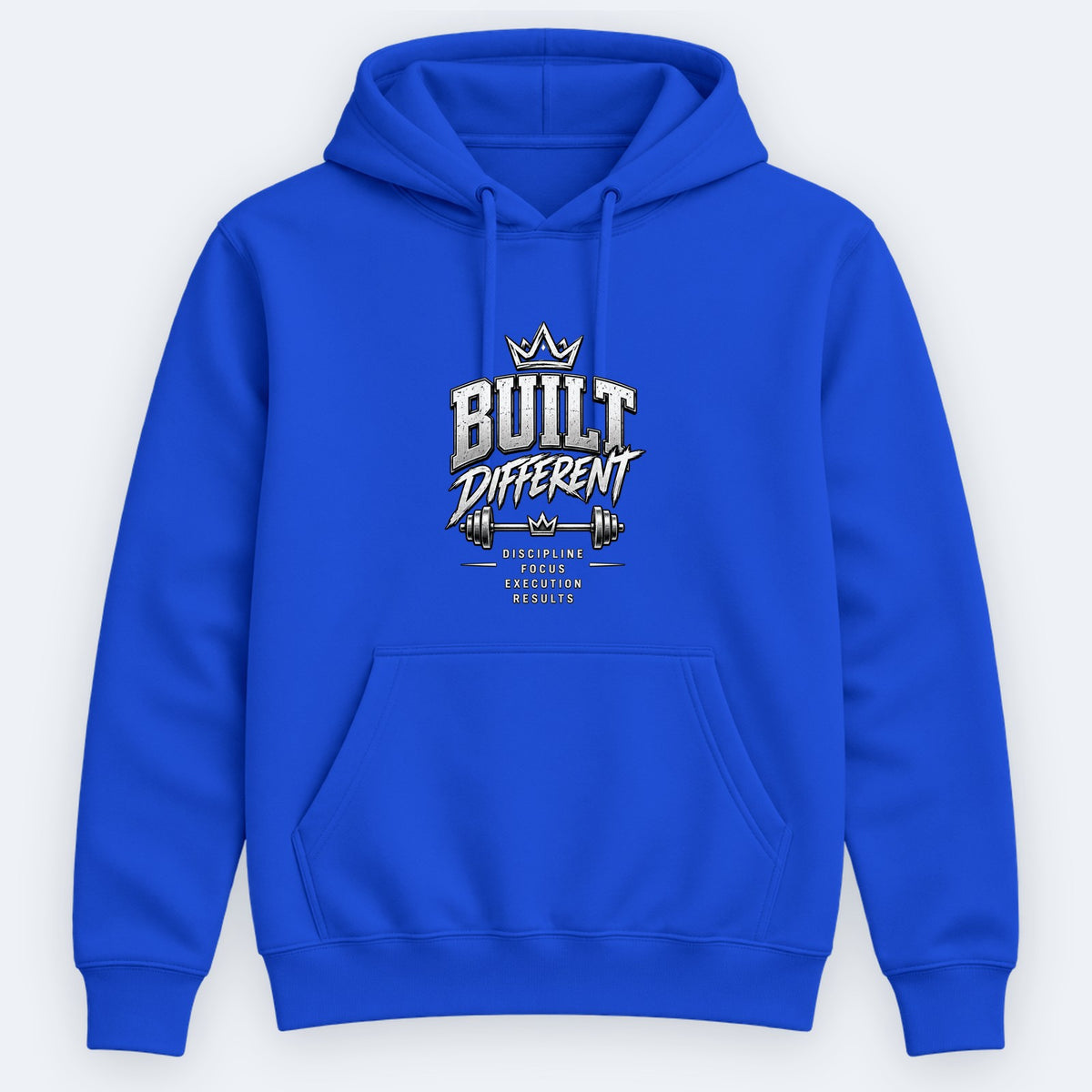 Built Different Hoodie — Discipline · Focus · Execution — Royal Blue