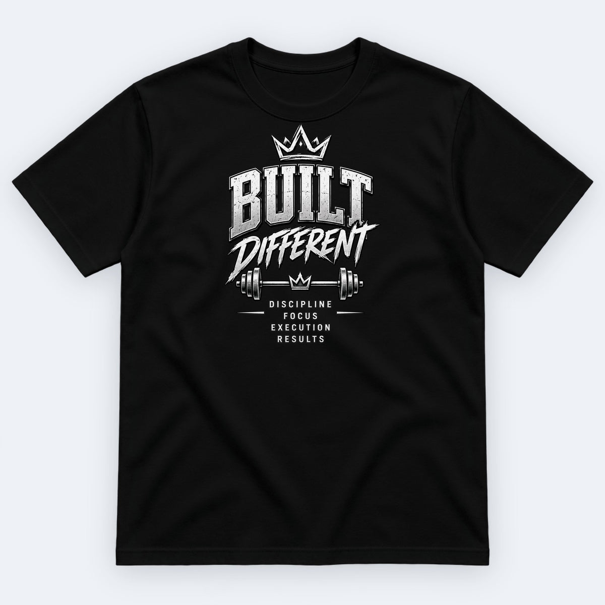 Built Different Tee — Discipline · Focus · Execution — Black