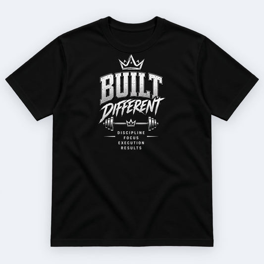 Built Different Tee — Discipline · Focus · Execution — Black