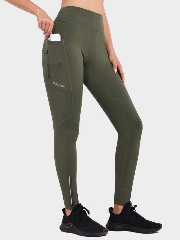Mallas de ciclismo con forro polar para mujer - Verde oscuro / 2XL
