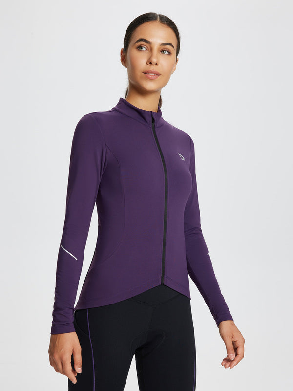 Full-Zip Fleece Cycling Jersey - Dark Purple / L