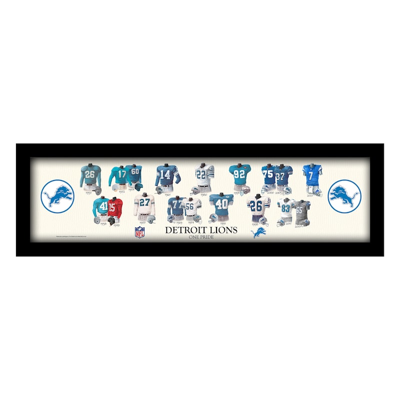 Detroit Lions 8" x 26" Framed Art Uniform Heritage Print