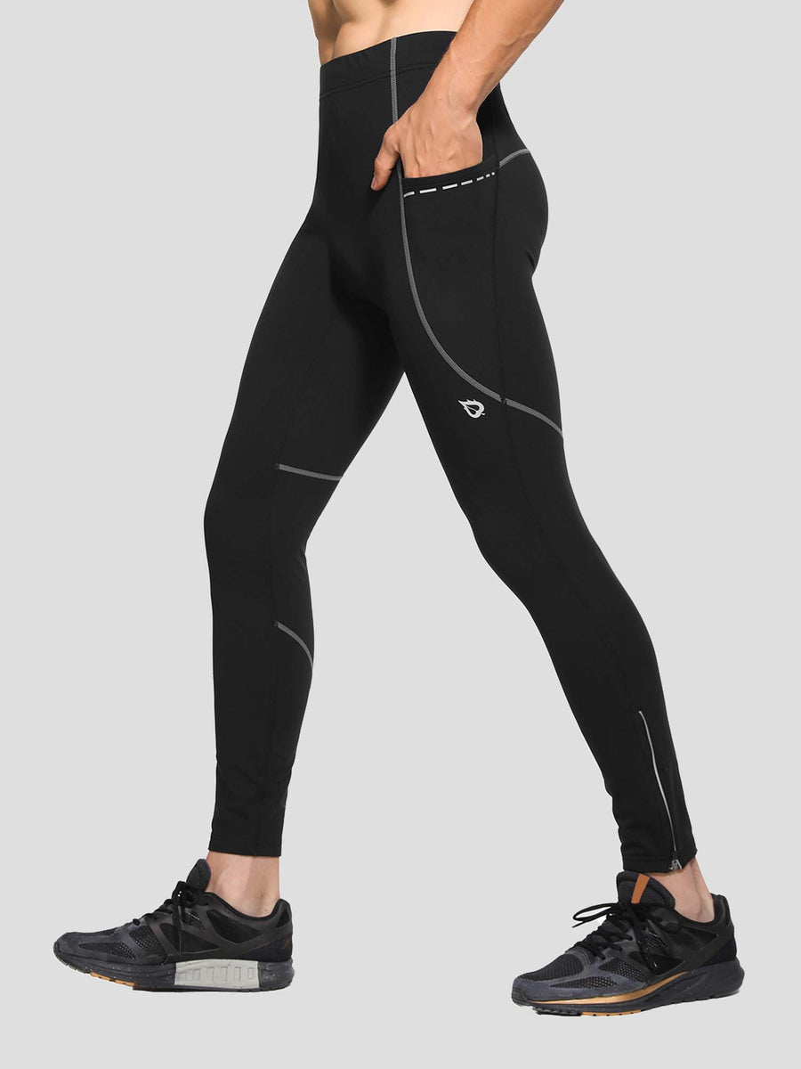 Men's Winter Fleece-Lined Cycling Tights - Dark Gray / M