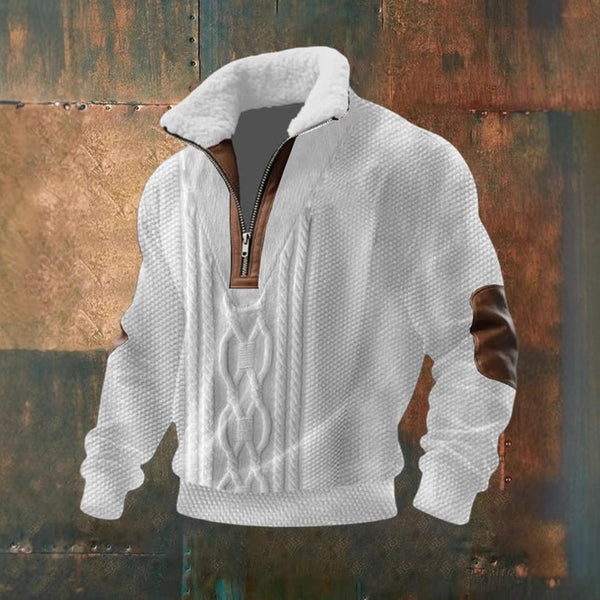 Men's Hooded Sweatshirt With Fur Collar Trendy Digital Print Slim Fit