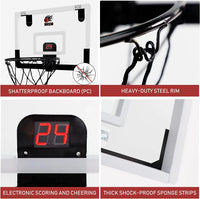All-Weather Indoor Basketball Hoop, 17"X12" Polycarbonate Hanging Mini Hoop Set