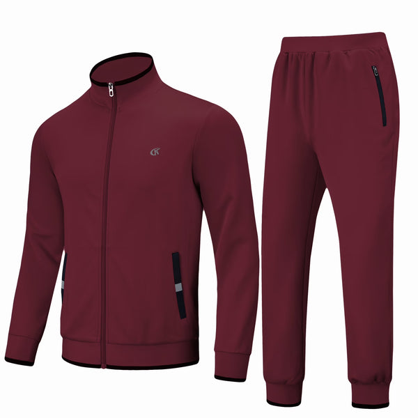 Men'S Tracksuits Sweatsuits for Men Set Track Suits 2 Piece Casual Athletic Jogging Warm up Full Zip Sweat Suits Wine Red L