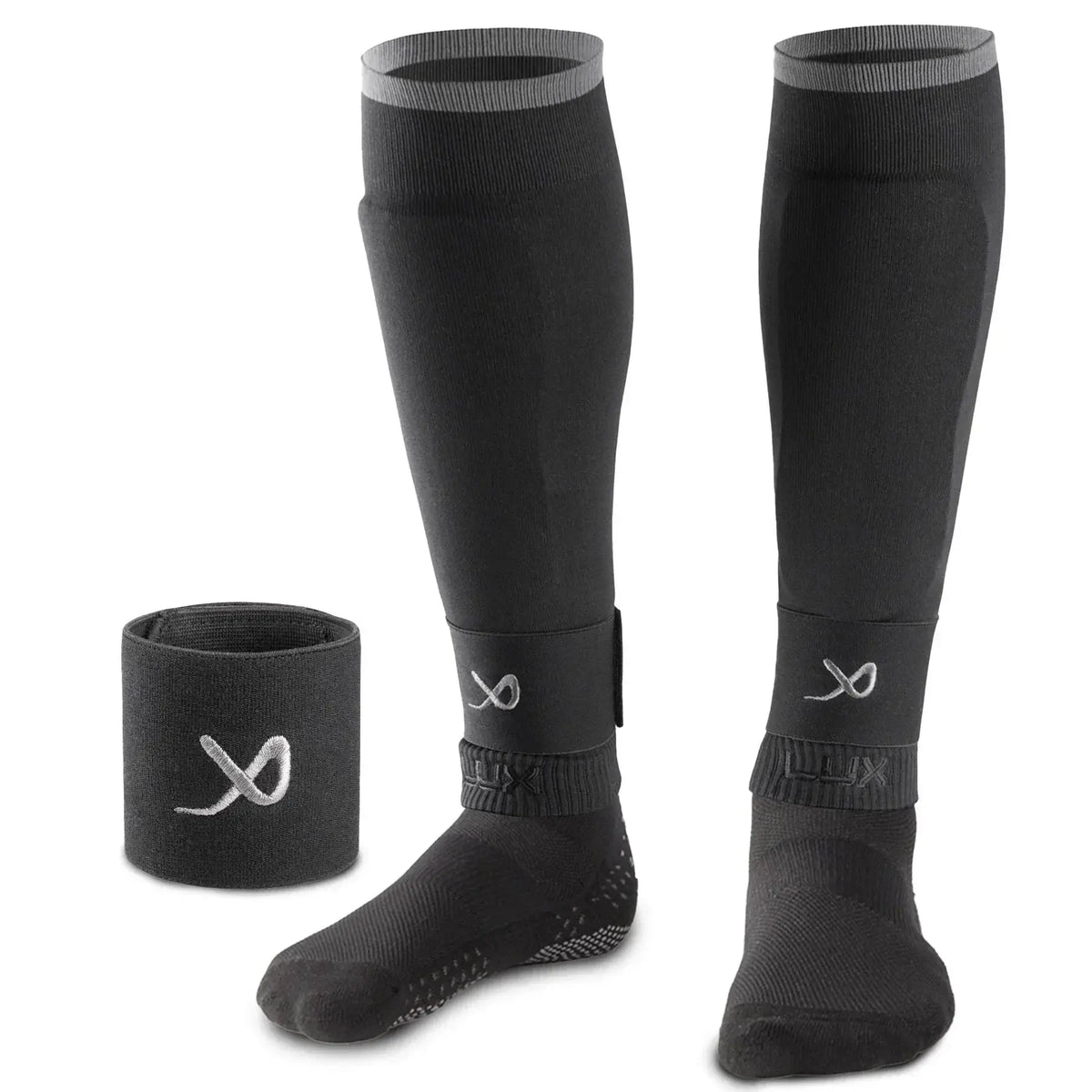 Football Sleeves - Black - LUX - Black / Large