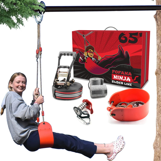 FOFANA Ninja Slackline Obstacle Course Kit 65 Feet Fofana