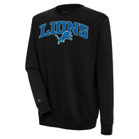 Men's Antigua  Black Detroit Lions Victory Chenille Pullover Sweatshirt