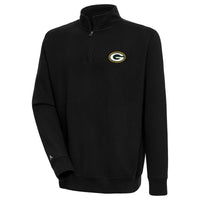 Men's Antigua  Black Green Bay Packers Victory Quarter-Zip Pullover Top