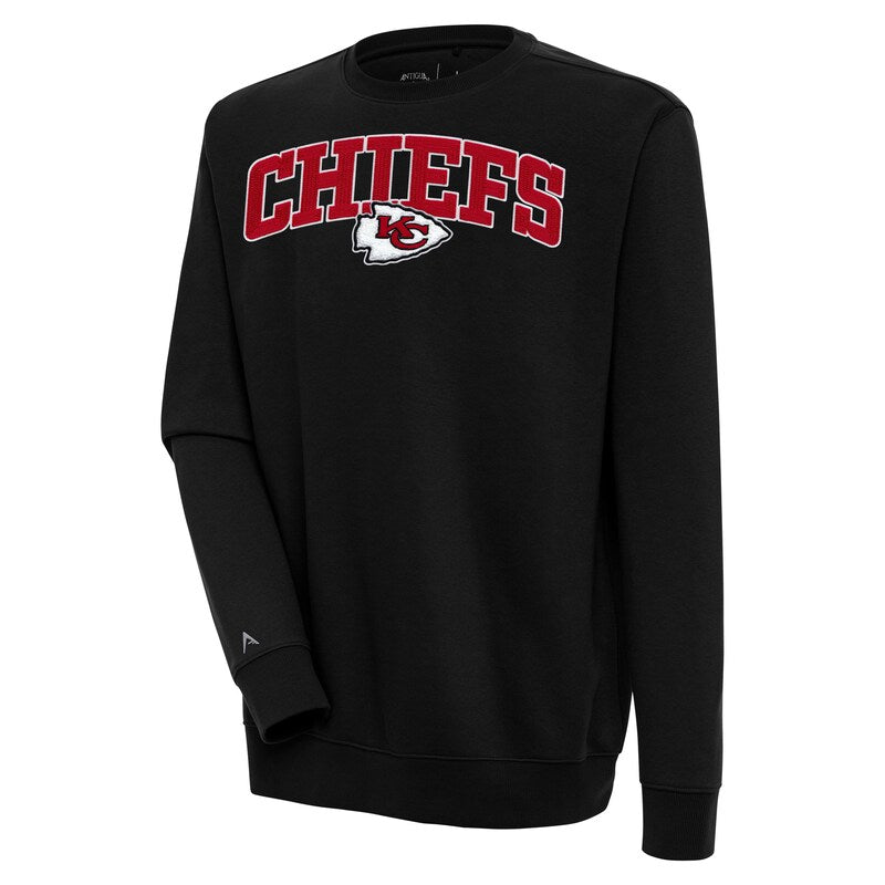 Men's Antigua  Black Kansas City Chiefs Victory Chenille Pullover Sweatshirt