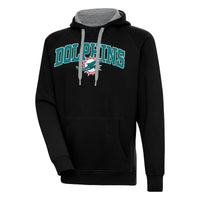 Men's Antigua  Black Miami Dolphins Victory Pullover Hoodie