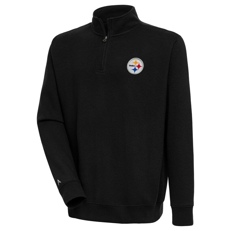 Men's Antigua  Black Pittsburgh Steelers Victory Quarter-Zip Pullover Top
