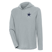 Men's Antigua  Gray Dallas Cowboys Strong Hold Long Sleeve Henley Hoodie T-Shirt