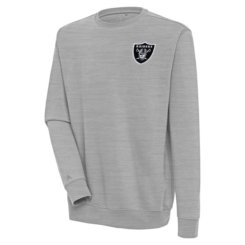 Men's Antigua  Heather Gray Las Vegas Raiders Victory Pullover Sweatshirt