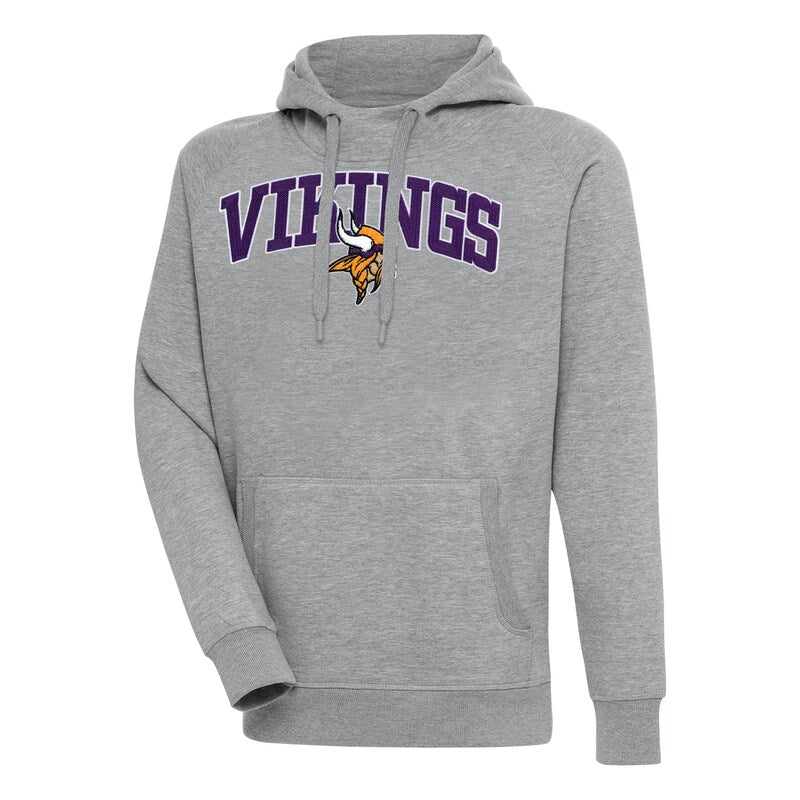 Men's Antigua  Heather Gray Minnesota Vikings Victory Pullover Hoodie