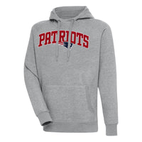 Men's Antigua  Heather Gray New England Patriots Victory Pullover Hoodie