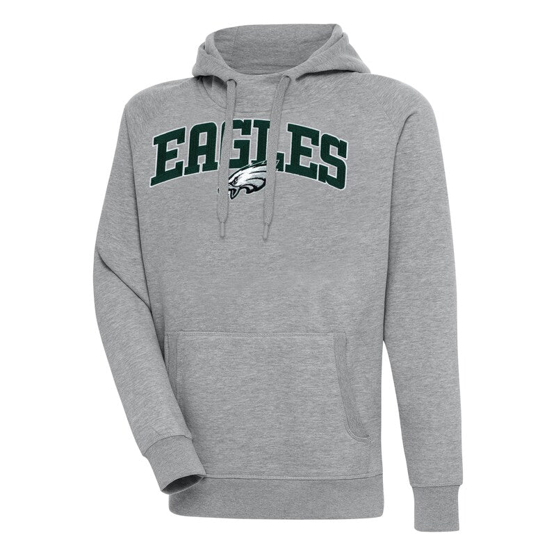 Men's Antigua  Heather Gray Philadelphia Eagles Victory Pullover Hoodie