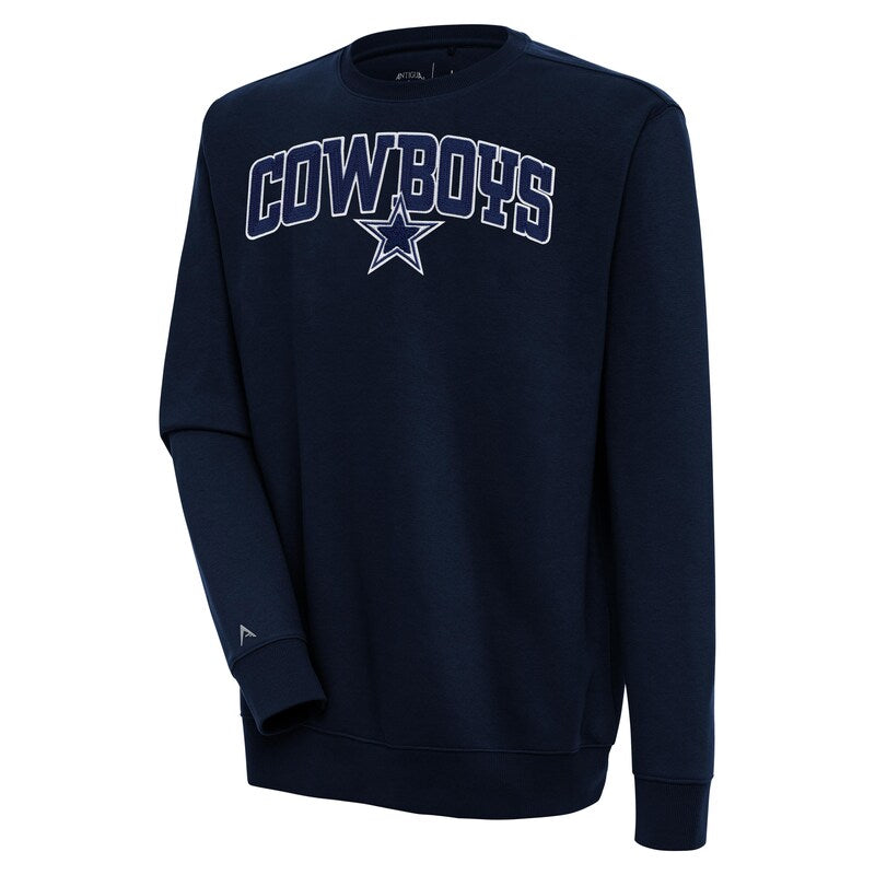 Men's Antigua  Navy Dallas Cowboys Victory Chenille Pullover Sweatshirt