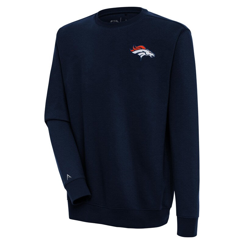 Men's Antigua  Navy Denver Broncos Victory Pullover Sweatshirt